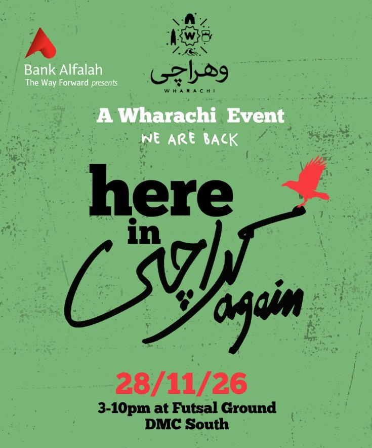 Here in Karachi — Wharachi Event poster