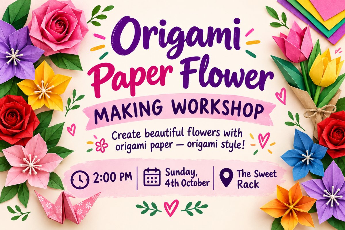 Fold, Bloom & Arrange: Origami Floral Workshop poster